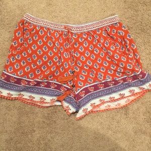 Cute Bohemian shorts with orange tassels